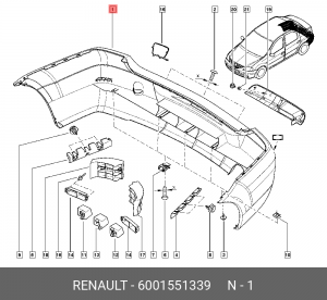 Бампер задний 6001551339 RENAULT