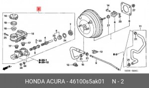 Главный тормозной цилиндр 46100S5AK01 HONDA