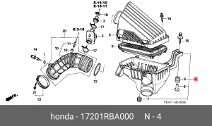 Корпус воздушного фильтра 17201RBA000 HONDA