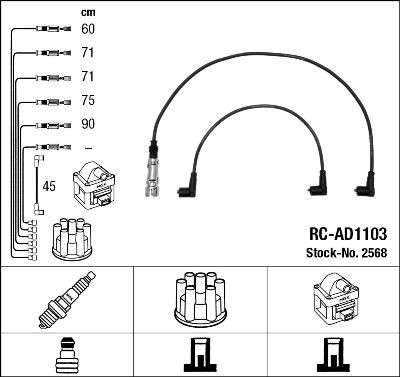 Ккомплект проводов зажигания 2568 NGK NTK