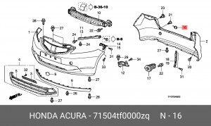 Заглушка бампера 71504TF0000ZQ HONDA