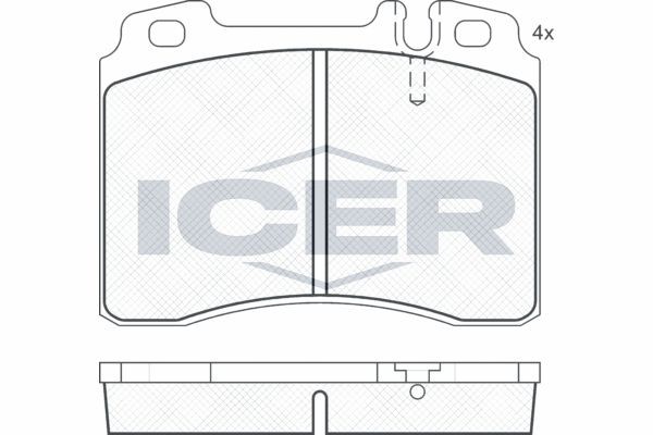 Комплект тормозных колодок, диско 180861200 ICER