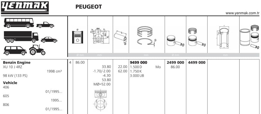 Поршень ДВС 4499000 YENMAK