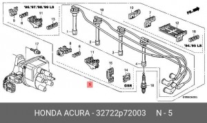 Ккомплект проводов зажигания 32722P72003 HONDA