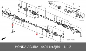 Шарнирный комплект, приводной вал 44011SR3J54 HONDA