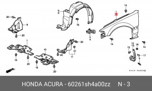 Крыло переднее 60261SH4A00ZZ HONDA