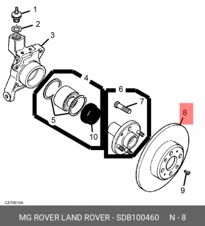 Тормозной диск SDB100460 MG ROVER LAND ROVER