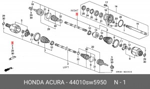 Шарнирный комплект, приводной вал 44010SW5950 HONDA