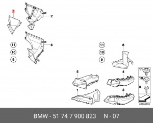 Воздуховод отопителя, кондиционирования салона 51 74 7 900 823 BMW