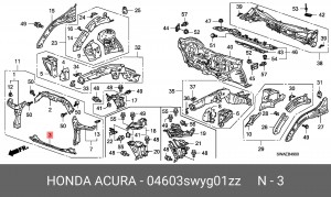 Балка крепления радиатора 04603SWYG01ZZ HONDA