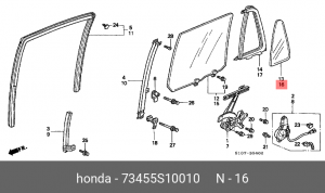 Стекло двери 73455S10010 HONDA