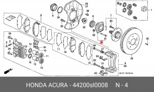 Комплект подшипника ступицы колеса 44200SL0008 HONDA