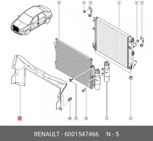 Диффузор радиатора охлаждения под вентилятор 6001547466 RENAULT
