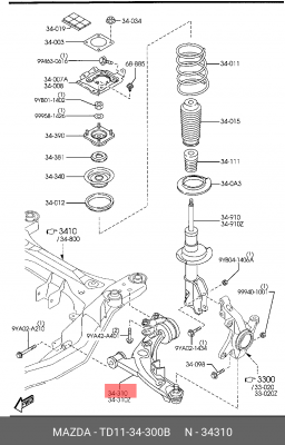 Рычаг подвески TD11-34-300B MAZDA