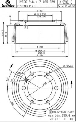 Тормозной барабан 14.5590.10 BREMBO