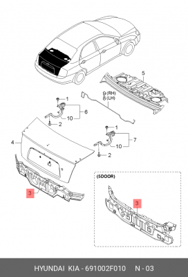Панель задняя багажника 691002F010 HYUNDAI KIA