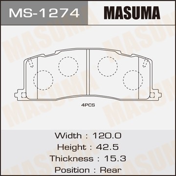 Колодки тормозные дисковые MS1274 MASUMA