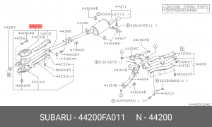 Средний глушитель выхлопных газов 44200FA011 SUBARU