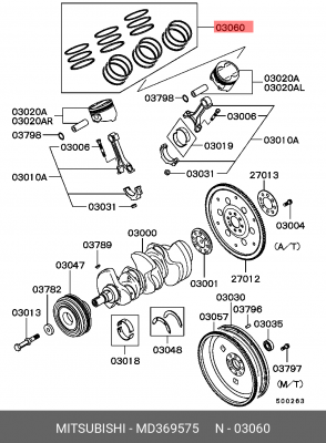 Кольца поршневые (комплект) MD369575 MITSUBISHI