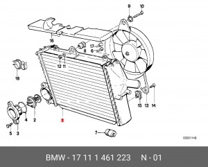 Радиатор, охлаждение двигател 17 11 1 461 223 BMW