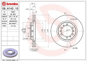 Тормозной диск 09.A142.10 BREMBO
