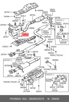 Предглушитель выхлопных газов 2860033010 HYUNDAI KIA