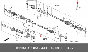 Шарнирный комплект, приводной вал 44011SV1N01 HONDA