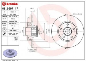 Тормозной диск 08.9597.17 BREMBO