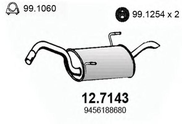 Глушитель выхлопных газов конечный 127143 ASSO