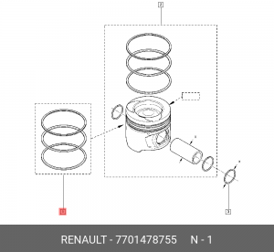 Кольца поршневые 7701478755 RENAULT