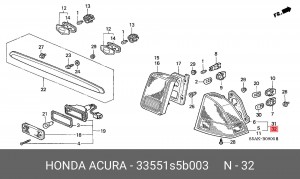 Задний фонарь 33551S5B003 HONDA