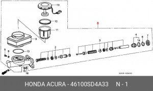 Главный тормозной цилиндр 46100SD4A33 HONDA