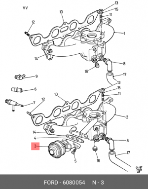 Клапан возврата ОГ 6080054 FORD