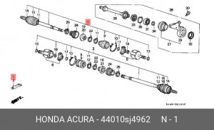 Шарнирный комплект, приводной вал 44010SJ4962 HONDA
