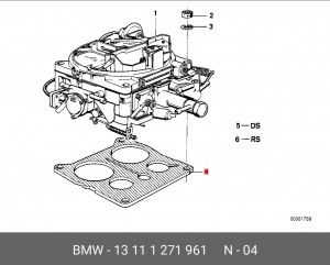 Прокладка, фланец карбюратора 13 11 1 271 961 BMW