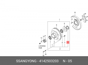 Комплект подшипника ступицы колеса 4142503203 SSANG YONG