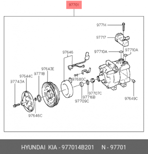 Компрессор кондиционера 977014B201 HYUNDAI KIA