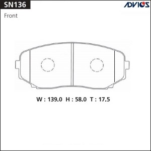 Колодки тормозные дисковые SN136 ADVICS