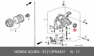 Уплотняющее кольцо, коленчатый вал 91212PR4A01 HONDA
