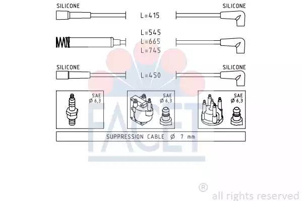 Ккомплект проводов зажигания 4.8514 FACET