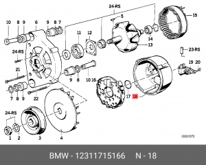 Подшипник контактного кольца, генератор 12 31 1 715 166 BMW