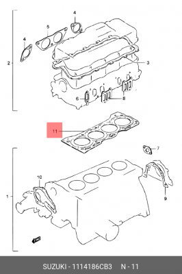 Прокладка, головка цилиндра 11141-86CB3 SUZUKI