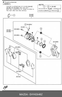 Колодки тормозные дисковые EHY4-26-48Z MAZDA