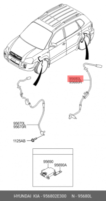 Датчик, частота вращения колеса 956802E300 HYUNDAI KIA