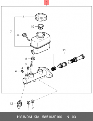 Главный тормозной цилиндр 585103F100 HYUNDAI KIA