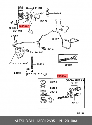 Главный цилиндр, система сцепления MB012695 MITSUBISHI
