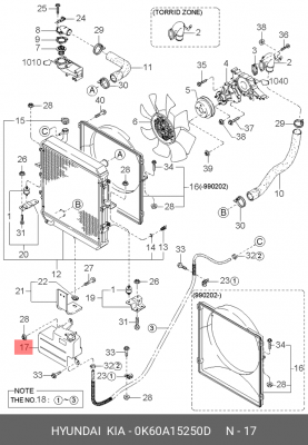 Бачок расширительный системы охлаждения 0K60A15250D HYUNDAI KIA