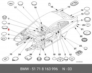 Заглушка деталей кузова 51 71 8 163 996 BMW