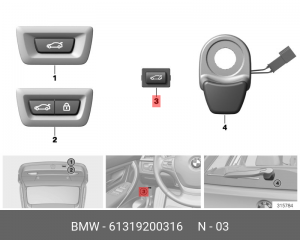 Кнопка открывания крышки багажника 61 31 9 200 316 BMW