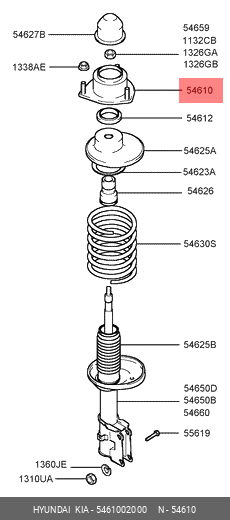 Ремкомплект, опора амортизационной стойки 5461002000 HYUNDAI KIA
